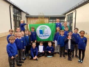 Underbank Primary pupils with their 6th Green Flag Award